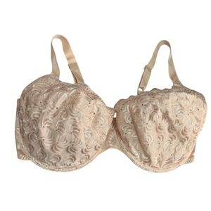Lovable 42DD Underwire Nude Monochromatic Embroidered detailed Bra Feminine 42DD